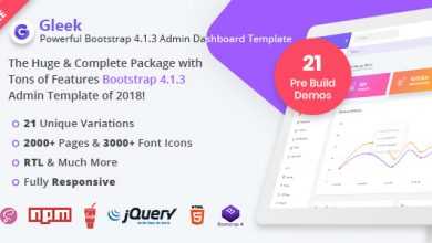 Photo of [Download-S2] Gleek - Powerful Bootstrap 4 Admin Dashboard Template