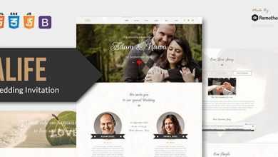 Photo of [Download-S2] Alife v1.0 - Wedding Invitation HTML Template